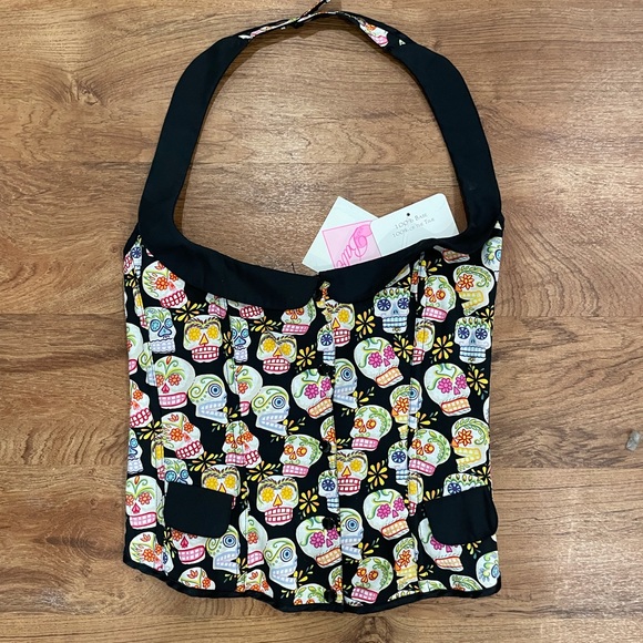 Vintage Deadstock 100% Babe Scull Corset Skeleton Head Bustier NWT Large - Picture 2 of 6